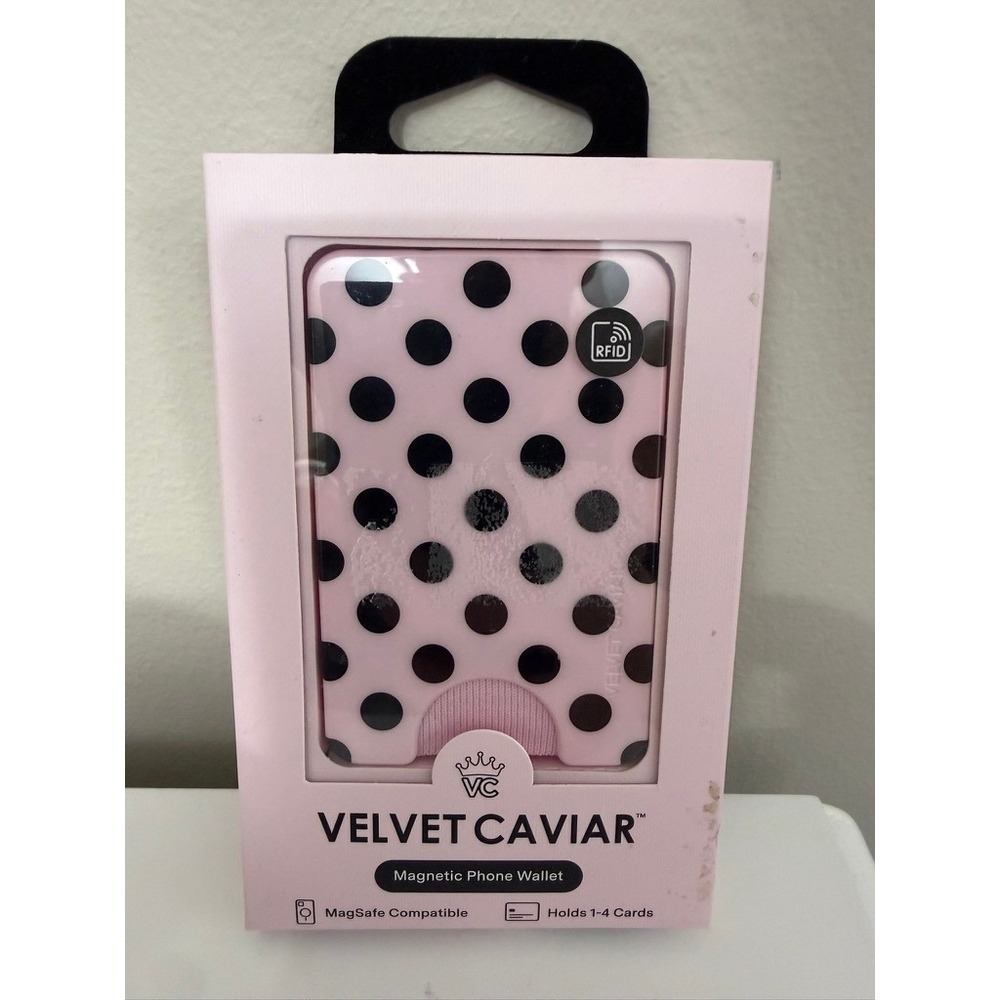 Velvet Caviar Magnetic Phone Wallet Unisex OS Pink Polka Dot MagSafe NWT